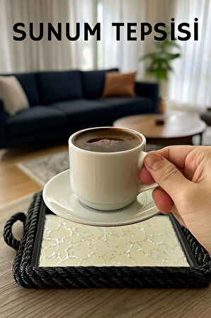 Sert Plastik Dikdörtgen Sunum Tepsisi, Dayanıklı ve Şık Servis Çözümü