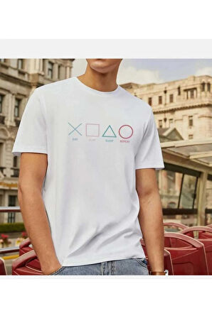 malkoçbey play game baskılı oversize unisex basic t-şihirt