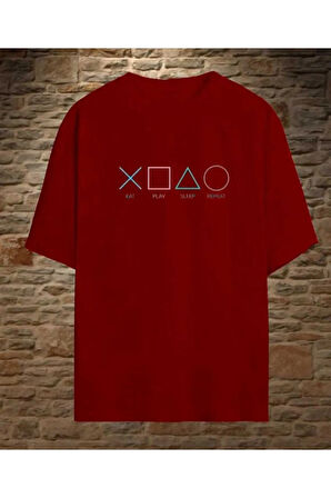 malkoçbey play game baskılı oversize unisex basic t-şihirt