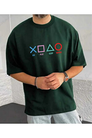 malkoçbey play game baskılı oversize unisex basic t-şihirt