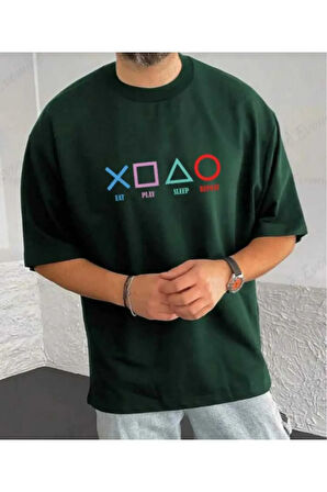 malkoçbey play game baskılı oversize unisex basic t-şihirt