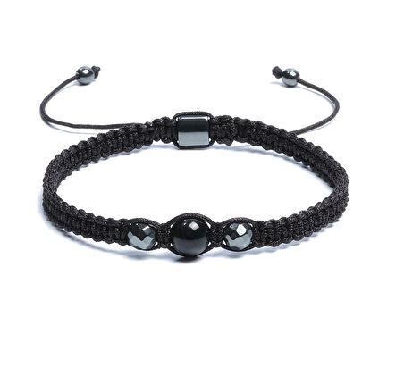 Siyah Akik, Hematit Bileklik - Pelo Black Bileklik - Tasarım Bileklik 8mm 6mm Ayarlanabilir