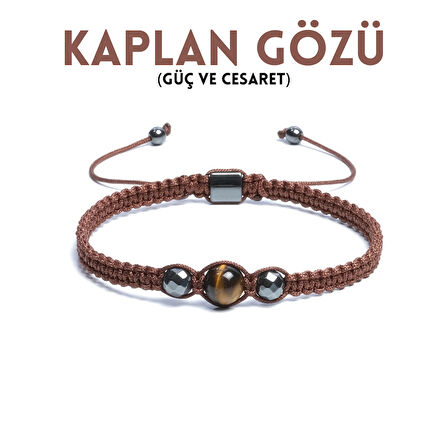 Kaplan Gözü, Hematit Bileklik - Pelo Brown Bileklik - Tasarım Bileklik 8mm 6mm Ayarlanabilir