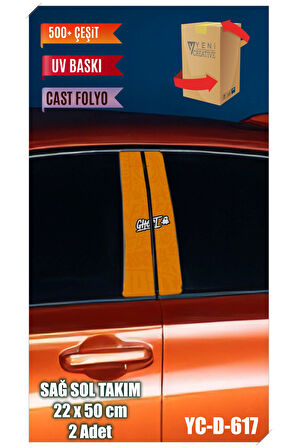 Araç Kapı Direk Kaplama Folyosu Desenli (SAĞ SOL TAKIM) (2 ADET) - 22x50 Cm