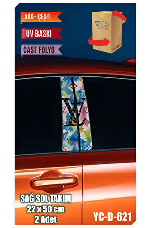 Araç Kapı Direk Kaplama Folyosu VL Desenli (SAĞ SOL TAKIM) (2 ADET) - 22x50 Cm