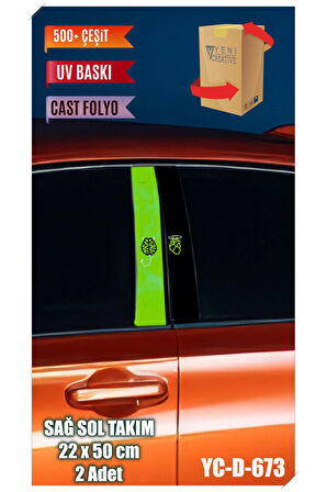 Araç Kapı Direk Kaplama Folyosu Desenli (SAĞ SOL TAKIM) (2 ADET) - 22x50 Cm