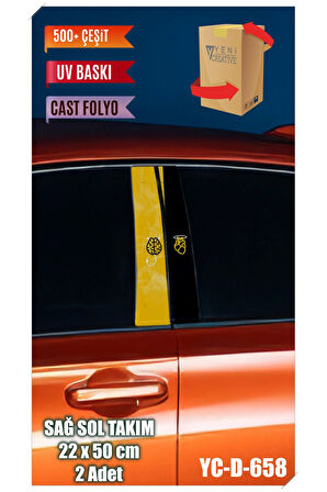Araç Kapı Direk Kaplama Folyosu Desenli (SAĞ SOL TAKIM) (2 ADET) - 22x50 Cm