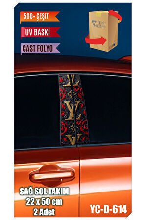 Araç Kapı Direk Kaplama Folyosu VL Desenli (SAĞ SOL TAKIM) (2 ADET) - 22x50 Cm