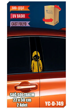 Araç Kapı Direk Kaplama Folyosu Desenli (SAĞ SOL TAKIM) (2 ADET) - 22x50 Cm