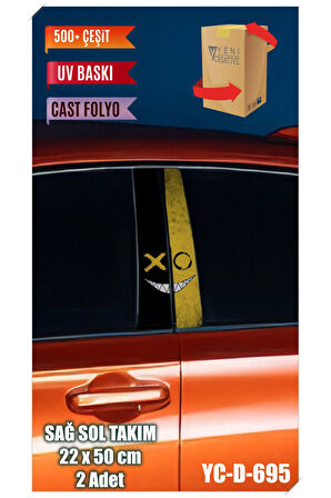 Araç Kapı Direk Kaplama Folyosu Desenli (SAĞ SOL TAKIM) (2 ADET) - 22x50 Cm