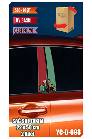 Araç Kapı Direk Kaplama Folyosu Desenli (SAĞ SOL TAKIM) (2 ADET) - 22x50 Cm
