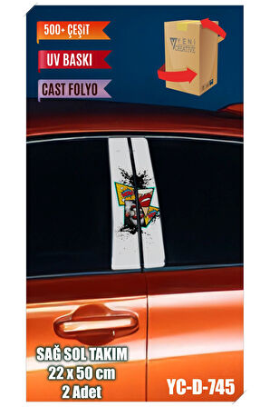 Araç Kapı Direk Kaplama Folyosu Kadın Desenli (SAĞ SOL TAKIM) (2 ADET) - 22x50 Cm