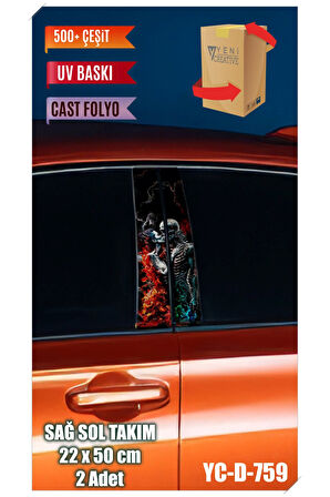Araç Kapı Direk Kaplama Folyosu Kadın Desenli (SAĞ SOL TAKIM) (2 ADET) - 22x50 Cm