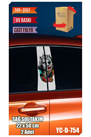 Araç Kapı Direk Kaplama Folyosu Joker Desenli (SAĞ SOL TAKIM) (2 ADET) - 22x50 Cm