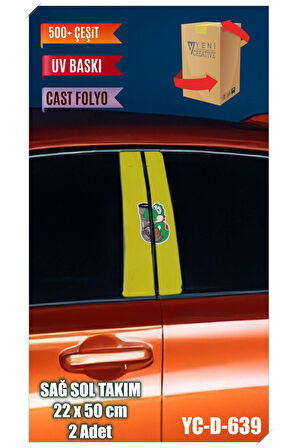 Araç Kapı Direk Kaplama Folyosu Desenli (SAĞ SOL TAKIM) (2 ADET) - 22x50 Cm