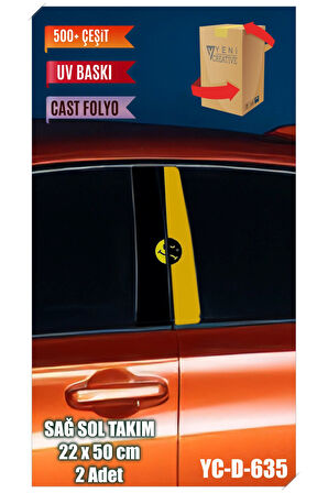 Araç Kapı Direk Kaplama Folyosu Desenli (SAĞ SOL TAKIM) (2 ADET) - 22x50 Cm