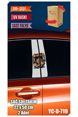 Araç Kapı Direk Kaplama Folyosu Kadın Desenli (SAĞ SOL TAKIM) (2 ADET) - 22x50 Cm Uyumlu