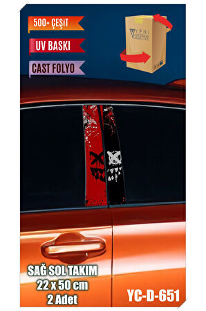 Araç Kapı Direk Kaplama Folyosu Desenli (SAĞ SOL TAKIM) (2 ADET) - 22x50 Cm