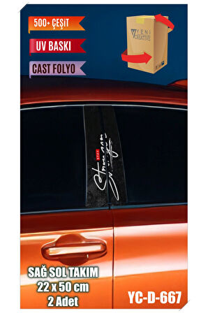Araç Kapı Direk Kaplama Folyosu Desenli (SAĞ SOL TAKIM) (2 ADET) - 22x50 Cm
