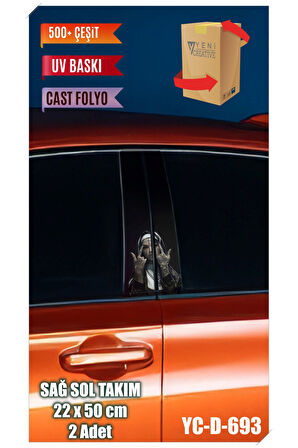 Araç Kapı Direk Kaplama Folyosu Rahibe Desenli (SAĞ SOL TAKIM) (2 ADET) - 22x50 Cm