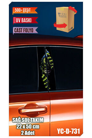 Araç Kapı Direk Kaplama Folyosu Hulk Desenli (SAĞ SOL TAKIM) (2 ADET) - 22x50 Cm