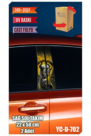 Araç Kapı Direk Kaplama Folyosu Kadın Desenli (SAĞ SOL TAKIM) (2 ADET) - 22x50 Cm