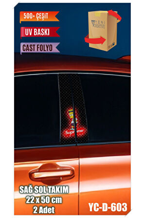 Araç Kapı Direk Kaplama Folyosu Simpson Desenli (SAĞ SOL TAKIM) (2 ADET) - 22x50 Cm