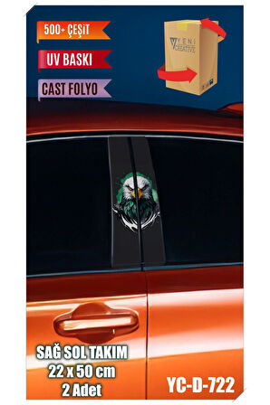 Araç Kapı Direk Kaplama Folyosu Kuş Desenli (SAĞ SOL TAKIM) (2 ADET) - 22x50 Cm