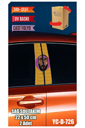 Araç Kapı Direk Kaplama Folyosu Desenli (SAĞ SOL TAKIM) (2 ADET) - 22x50 Cm