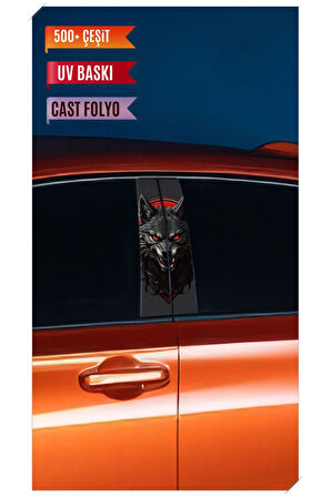 Araç Kapı Direk Kaplama Folyosu Kurt Desenli (Sağ Sol Takım) (2 Adet) - 22x50 Cm