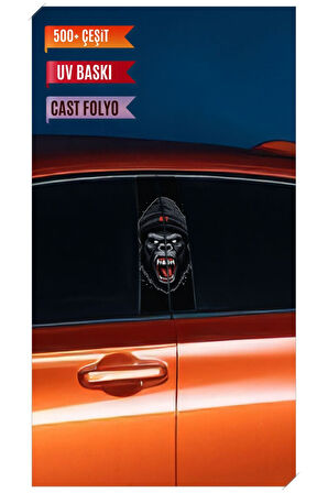 Araç Kapı Direk Kaplama Folyosu Maymun Desenli Sağ Sol Takım 2 Adet - 22x50 Cm