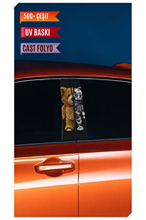 Araç Kapı Direk Kaplama Folyosu Desenli (Sağ Sol Takım) (2 Adet) - 22x50 Cm