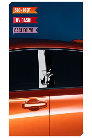 Araç Kapı Direk Kaplama Folyosu Kedi Desenli (Sağ Sol Takım) (2 Adet) - 22x50 Cm