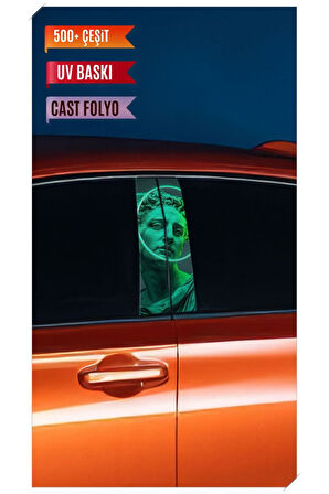 Araç Kapı Direk Kaplama Folyosu Desenli (Sağ Sol Takım) (2 Adet) - 22x50 Cm