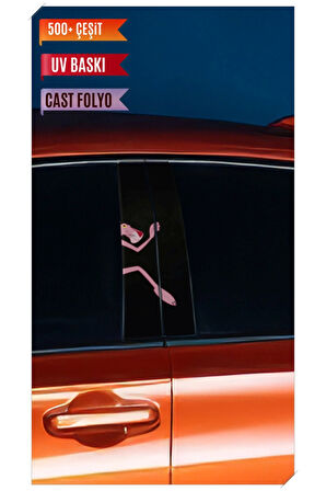 Araç Kapı Direk Kaplama Folyosu Pembe Panter Desenli (Sağ Sol Takım) (2 Adet) - 22x50 Cm