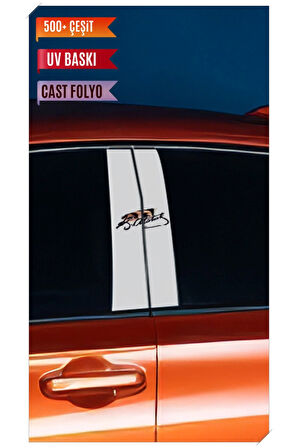 Araç Kapı Direk Kaplama Folyosu Atatürk Desenli Uyumlu (Sağ Sol Takım) (2 Adet) - 22x50 Cm