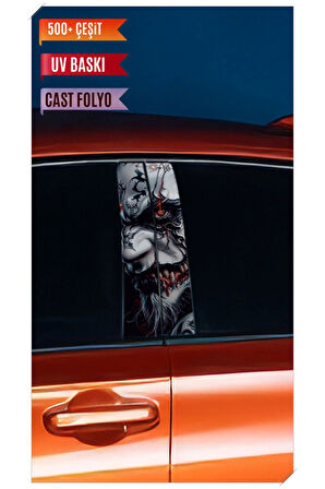 Araç Kapı Direk Kaplama Folyosu Desenli (Sağ Sol Takım) (2 Adet) - 22x50 Cm