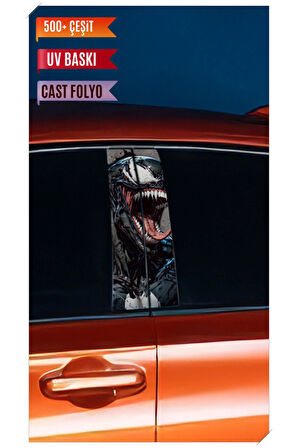 Araç Kapı Direk Kaplama Folyosu VENOM Desenli (Sağ Sol Takım) (2 Adet) - 22x50 Cm