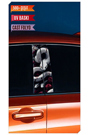 Araç Kapı Direk Kaplama Folyosu Yılan Desenli (Sağ Sol Takım) (2 Adet) - 22x50 Cm