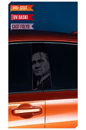 Araç Kapı Direk Kaplama Folyosu Atatürk Desenli (Sağ Sol Takım) (2 Adet) - 22x50 Cm