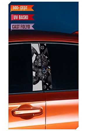 Araç Kapı Direk Kaplama Folyosu VL Desenli (Sağ Sol Takım) (2 Adet) - 22x50 Cm