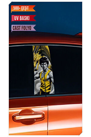 Araç Kapı Direk Kaplama Folyosu Bruce Lee Desenli (Sağ Sol Takım) (2 Adet) - 22x50 Cm