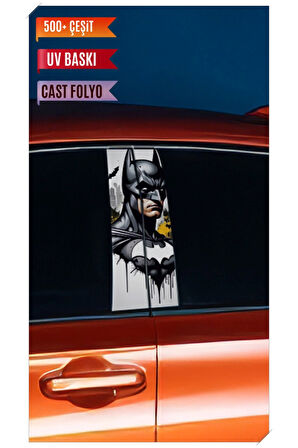 Araç Kapı Direk Kaplama Folyosu Batman Desenli (Sağ Sol Takım) (2 Adet) - 22x50 Cm
