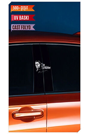 Araç Kapı Direk Kaplama Folyosu Atatürk Desenli (Sağ Sol Takım) (2 Adet) - 22x50 Cm