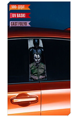 Araç Kapı Direk Kaplama Folyosu Joker Desenli (Sağ Sol Takım) (2 Adet) - 22x50 Cm