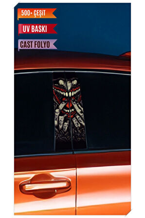 Araç Kapı Direk Kaplama Folyosu Joker Desenli (Sağ Sol Takım) (2 Adet) - 22x50 Cm