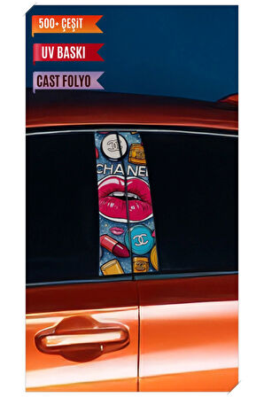 Araç Kapı Direk Kaplama Folyosu Desenli (Sağ Sol Takım) (2 Adet) - 22x50 Cm