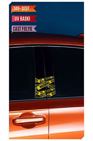 Araç Kapı Direk Kaplama Folyosu Desenli (Sağ Sol Takım) (2 Adet) - 22x50 Cm