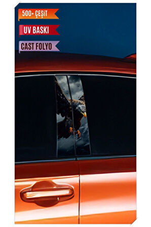 Araç Kapı Direk Kaplama Folyosu Kartal Desenli (Sağ Sol Takım) (2 Adet) - 22x50 Cm