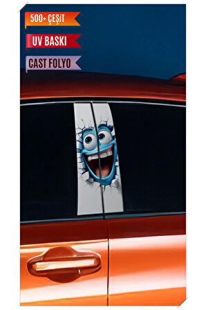 Araç Kapı Direk Kaplama Folyosu Desenli (Sağ Sol Takım) (2 Adet) - 22x50 Cm